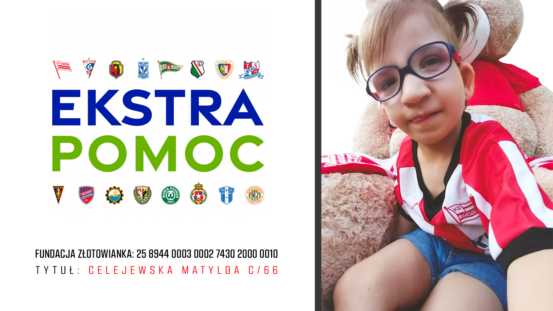 #EkstraPomoc - kluby Ekstraklasy wspólnie pomagają Matyldzie!