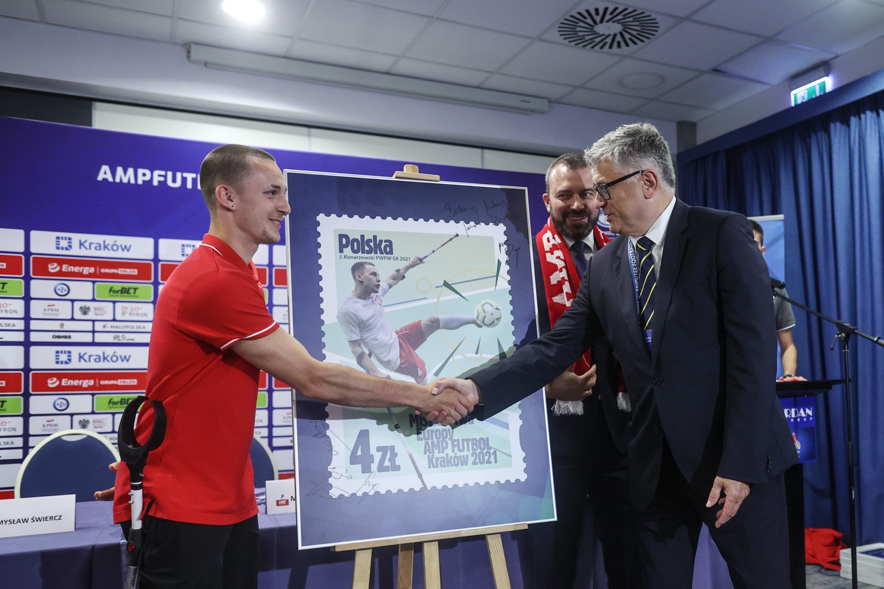 Okolicznościowy znaczek i konferencja prasowa przed startem AMP Futbol Euro 2021