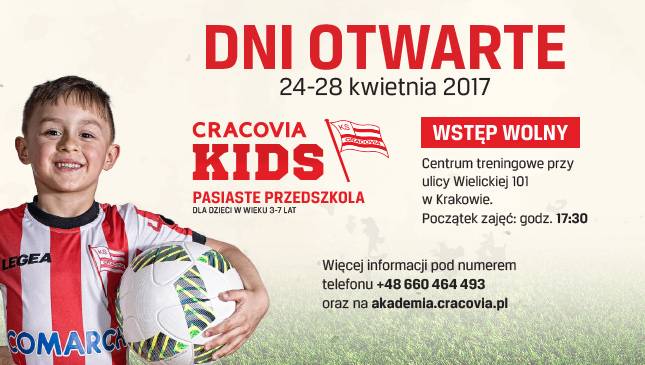 Dziś startują dni otwarte piłkarskich przedszkoli Cracovia Kids! Zapraszamy!