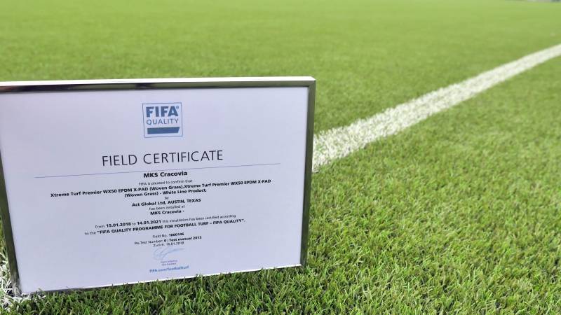 Boisko treningowe Cracovii ze sztuczną nawierzchnią z certyfikatem FIFA QUALITY